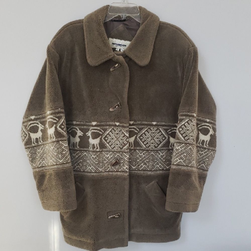 Mulberry Street Teddy Coat Womens L Goat Alpine Design Outdoors Cabincore Cozy